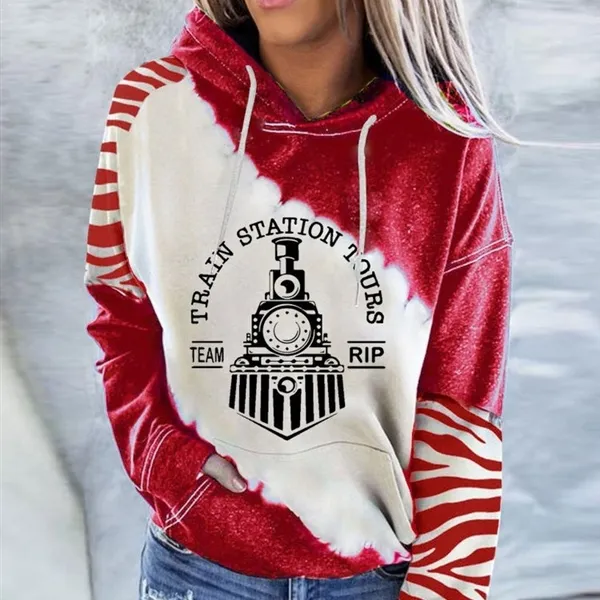 Picture of Huangshi tie dyed long sleeved women's hoodie